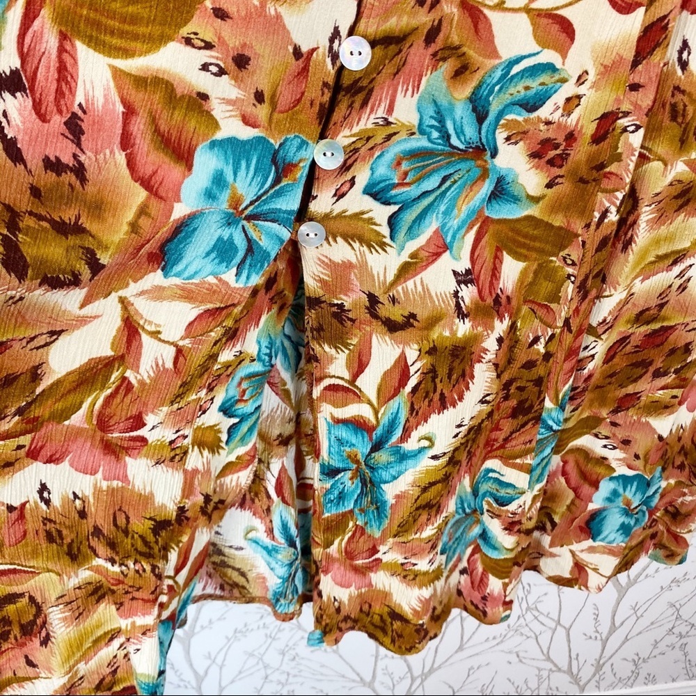 VINTAGE Dress Barn Tropical Print Shirt Midi Dress - Picture 8 of 11